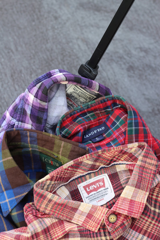 Men's Usa Brand Check Long Sleeve Shirt x4点