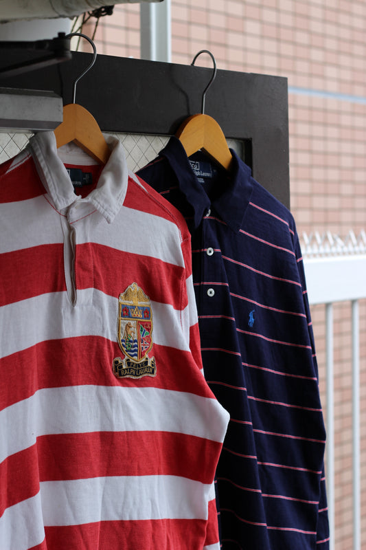 90's Polo Ralph Lauren Stripe Long Sleeve Polo Shirt set x2点