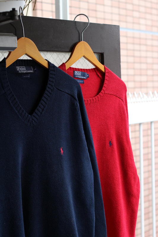 90's Polo Ralph Lauren Cotton 100% Oversized Knit Sweater set x2点