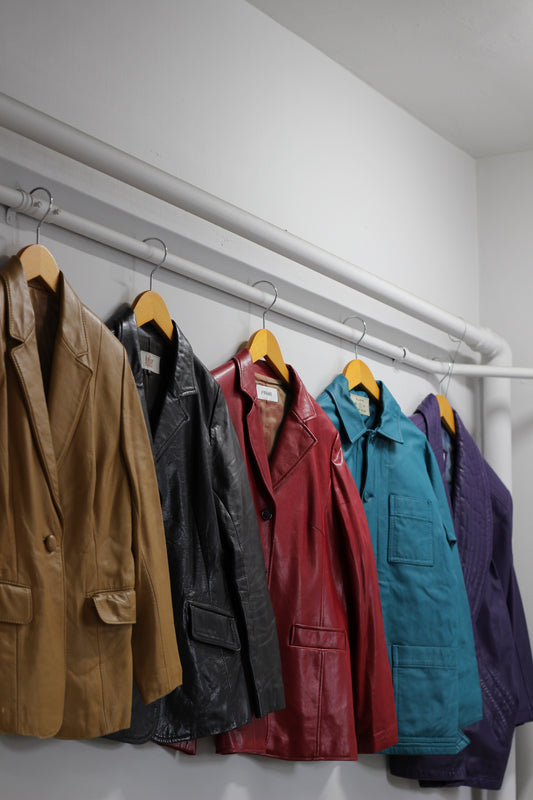 Vintage ladies Color Leather Jacket x6点