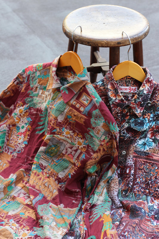 Men's Made In Italy Art Design Long Sleeve Shirt x2点