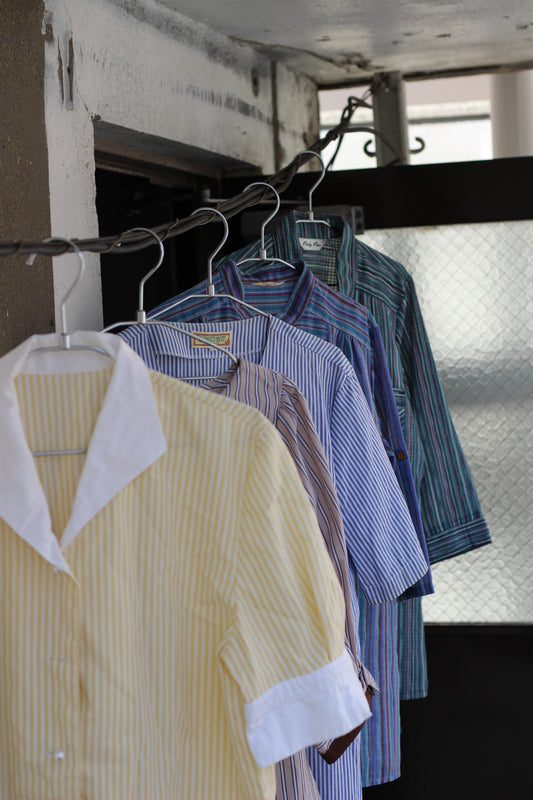 Vintage Stripe Short Sleeve Blouse x5点
