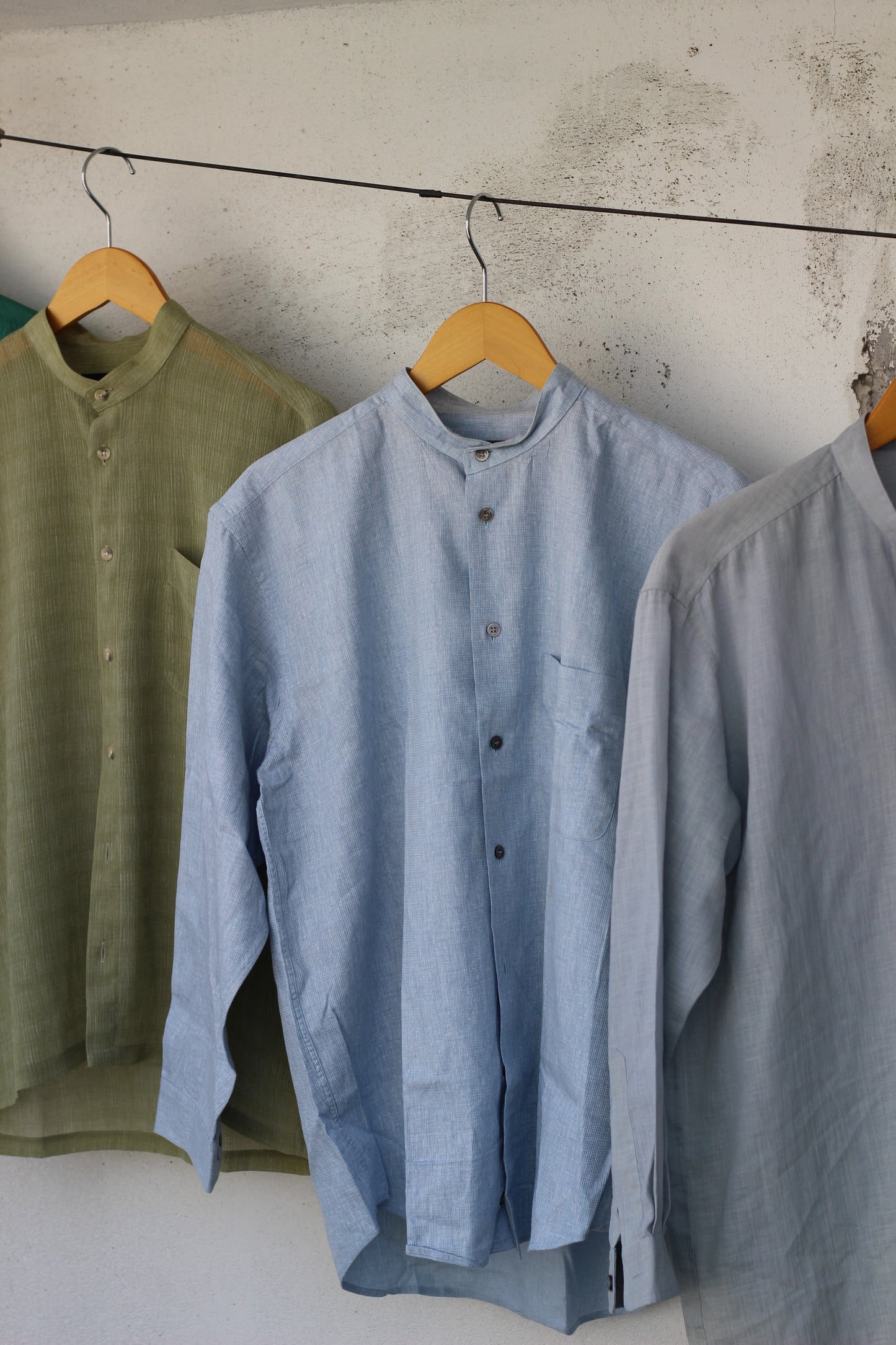 Men's basic Stand Collar Long Sleeve Shirt x9点
