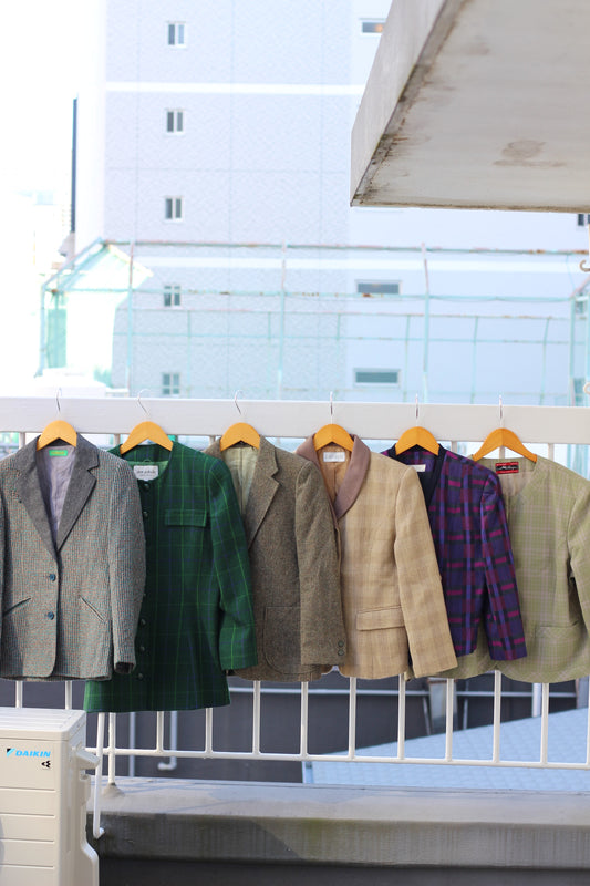 Japan vintage ladies rétro check jacket x6点