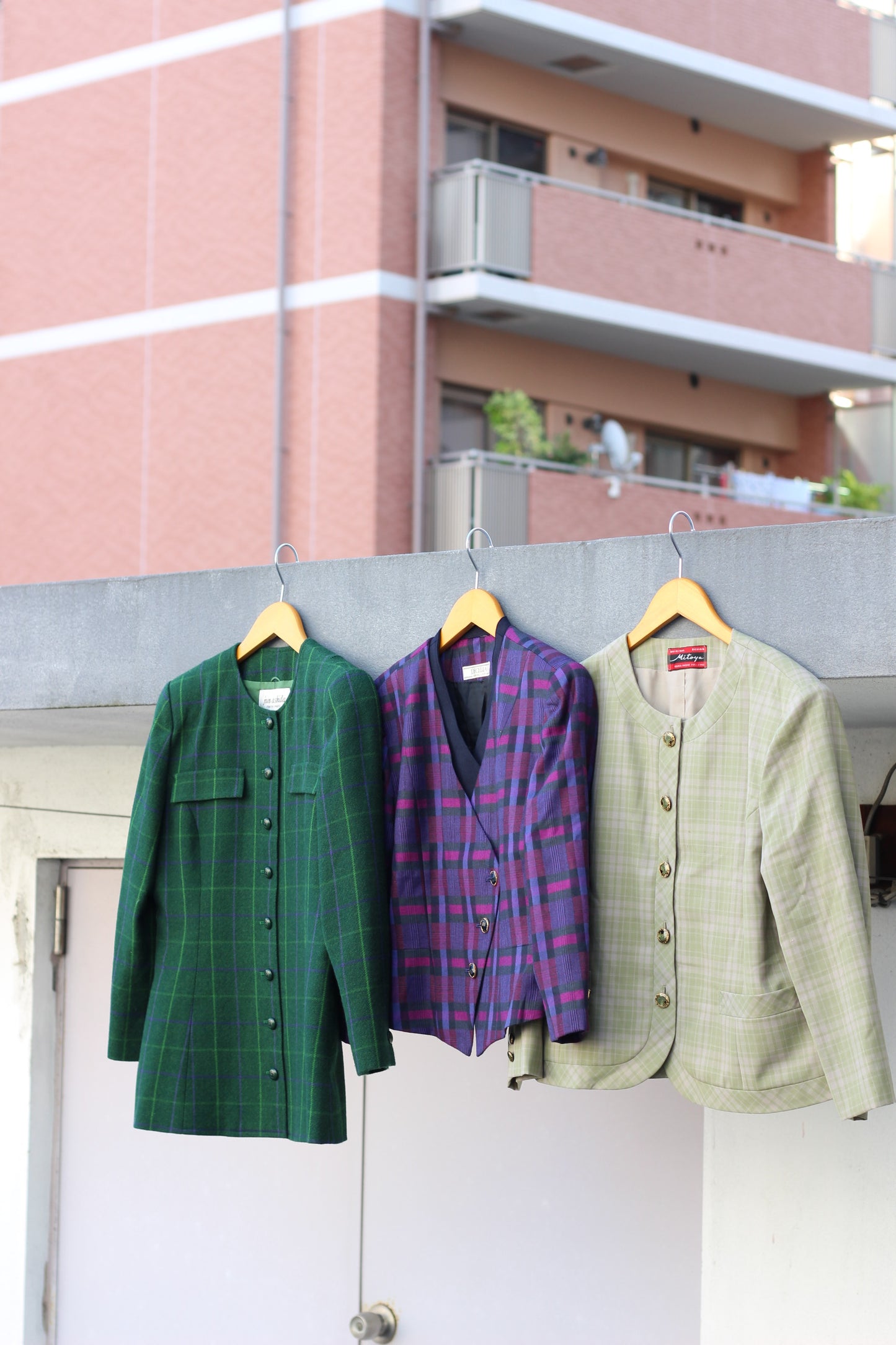 Japan vintage ladies rétro check jacket x6点