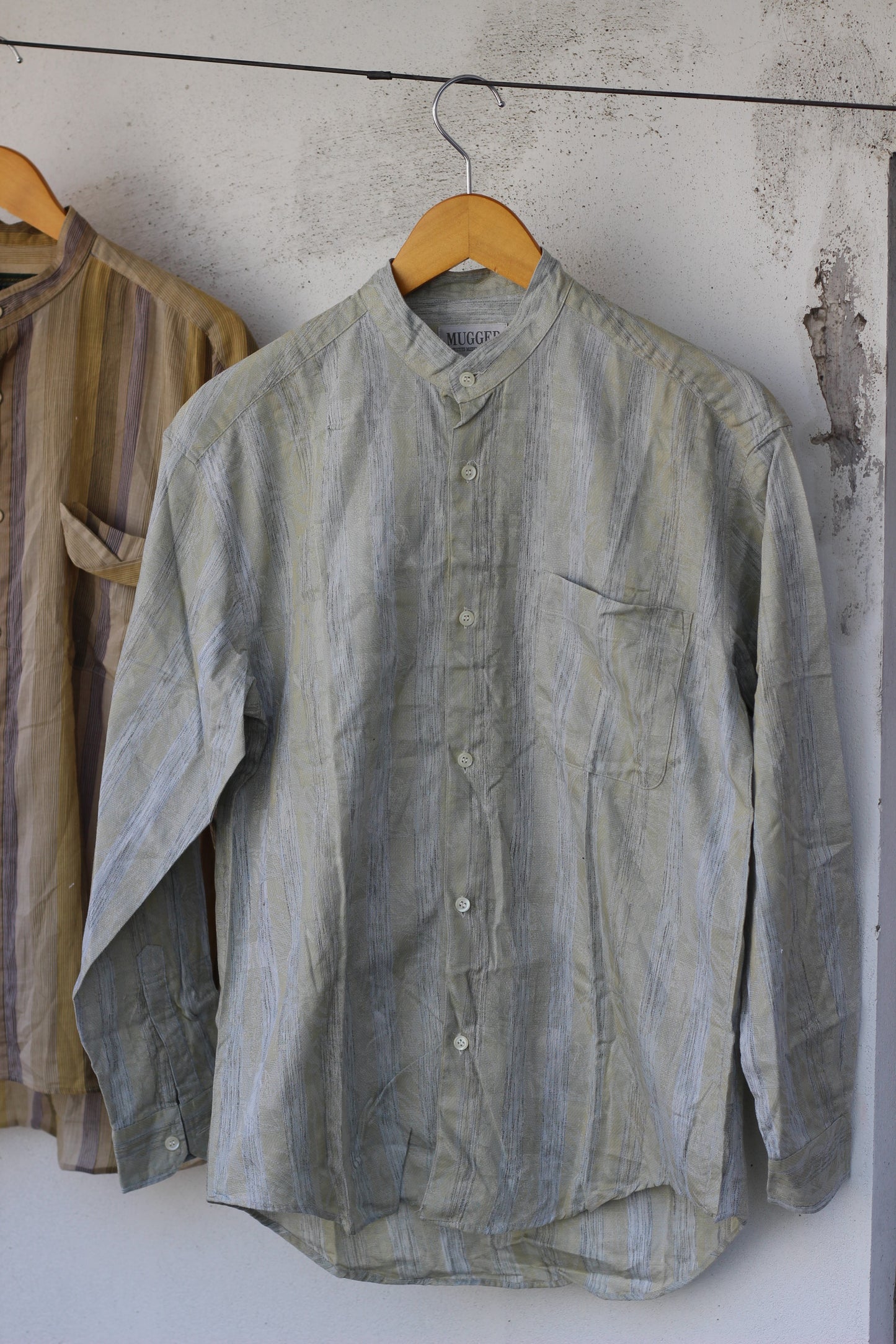Men's design Stand Collar Long Sleeve Shirt x9点