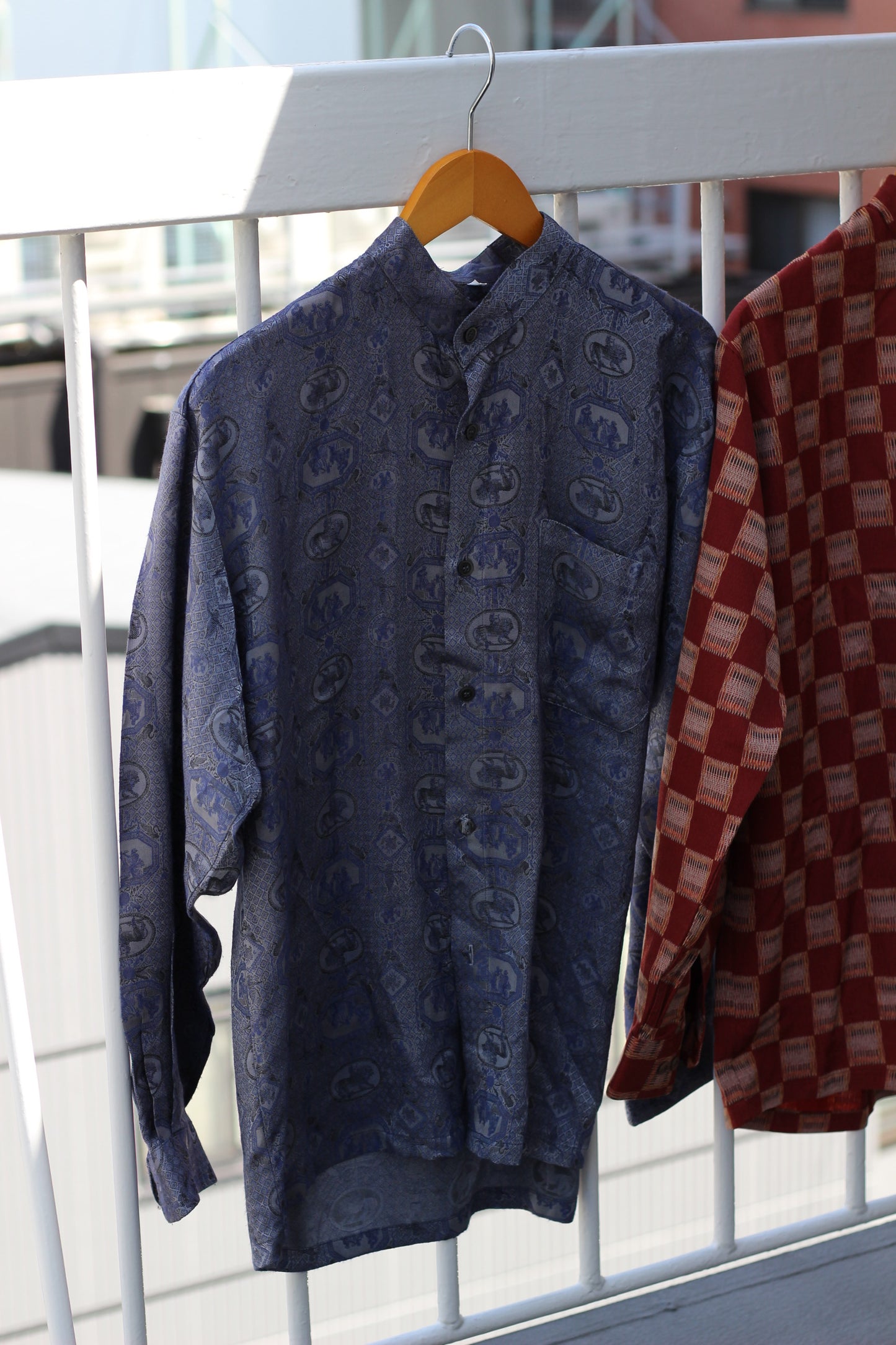 Men's design Stand Collar Long Sleeve Shirt x9点