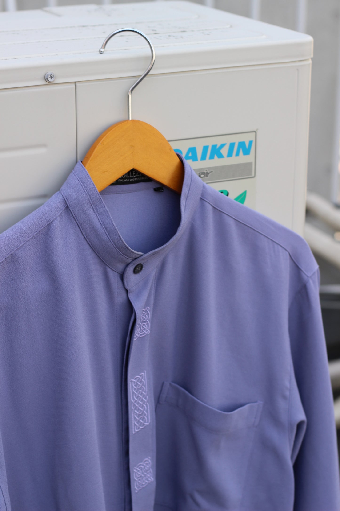 Men's design Stand Collar Long Sleeve Shirt x9点