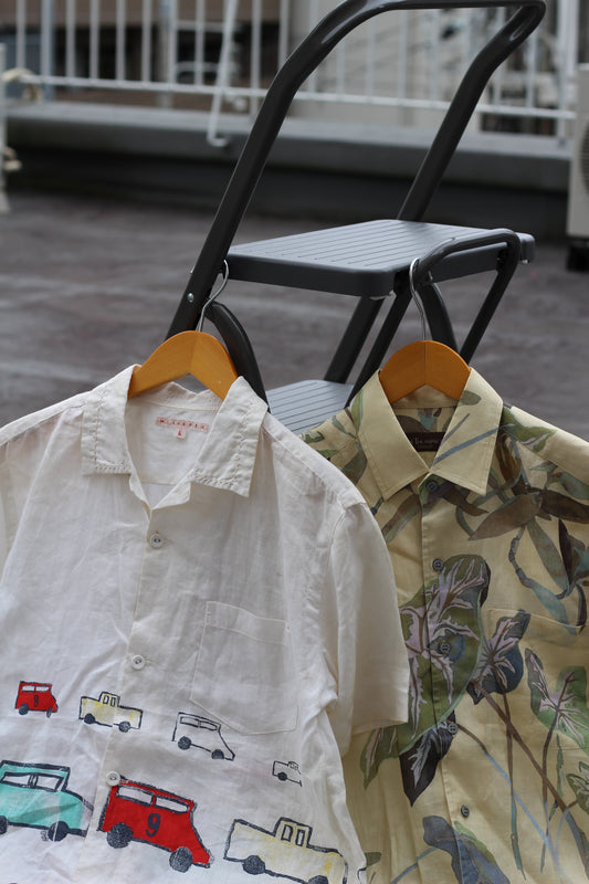 Men's Design Linen 100% Short Sleeve Shirt x2点