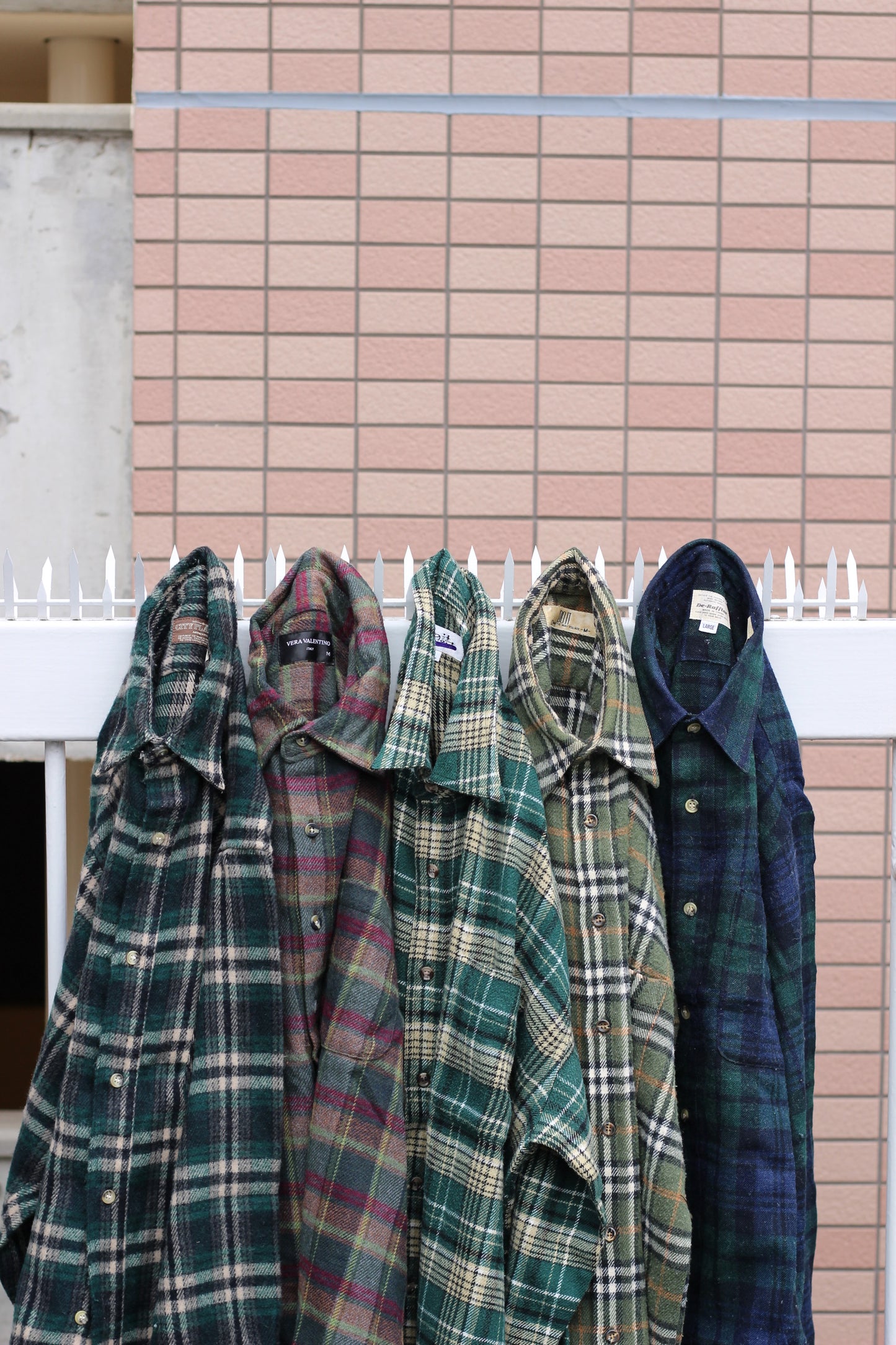 Green wool check shirt x5点