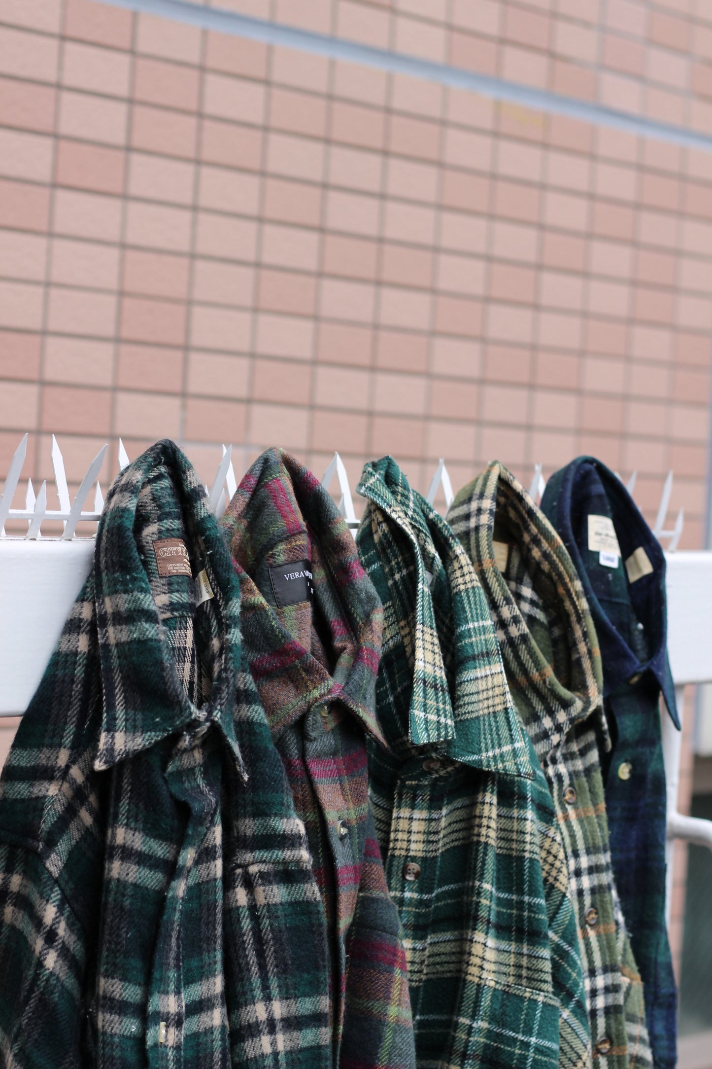 Green wool check shirt x5点