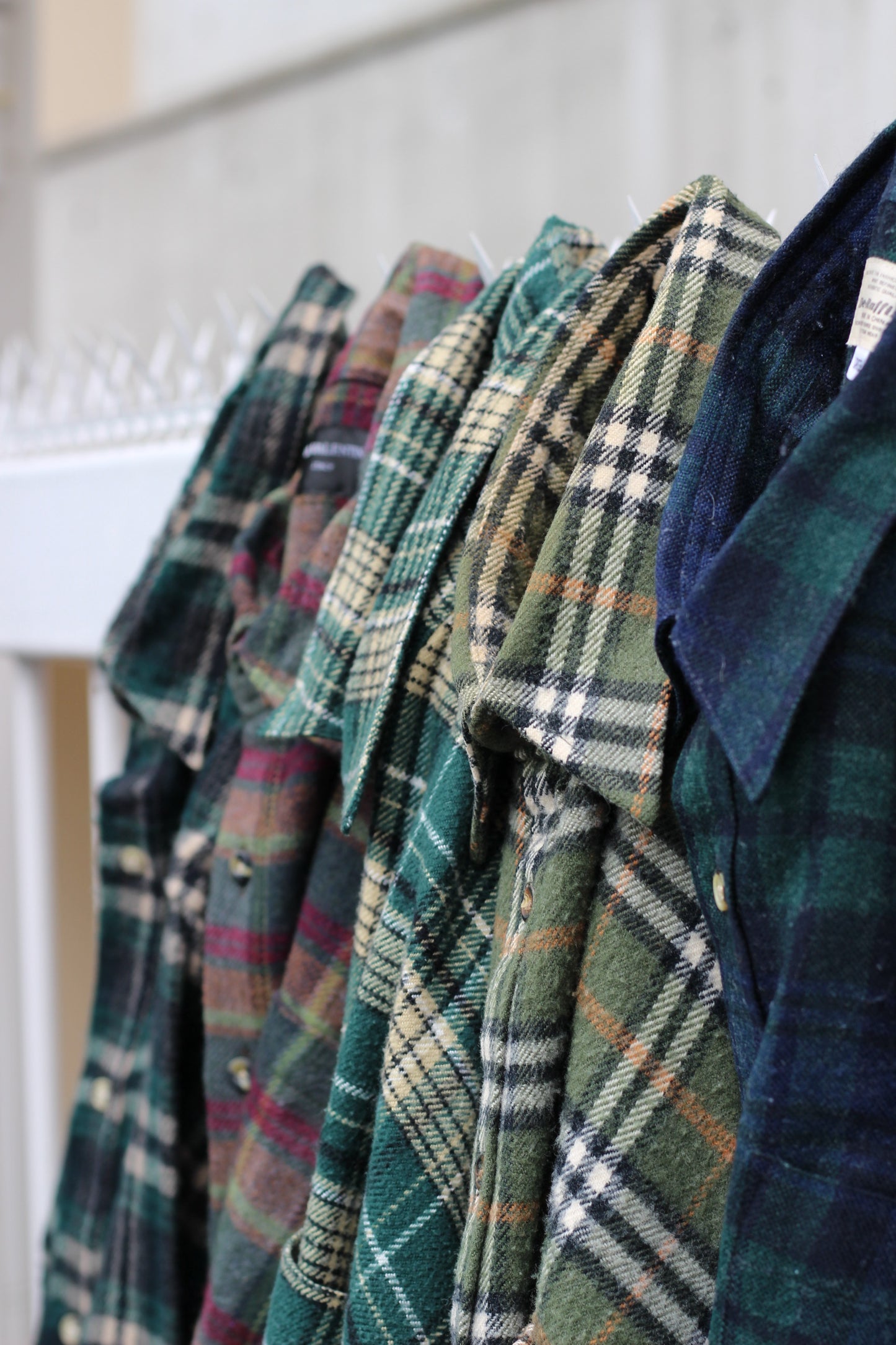 Green wool check shirt x5点