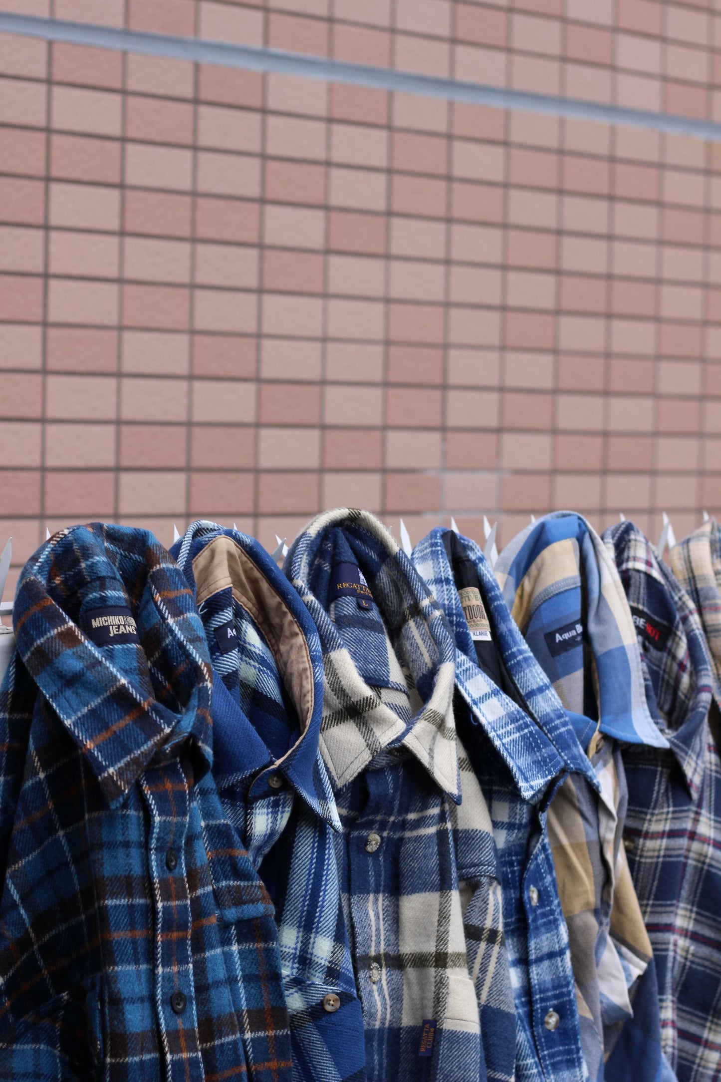 Blue wool check shirt x9点