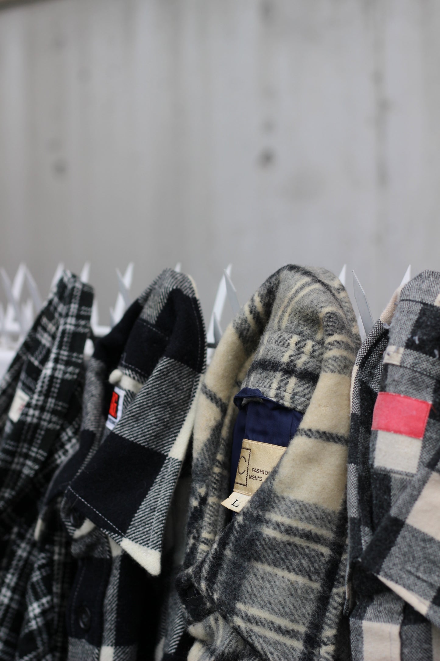 Black & White wool check shirt x4点