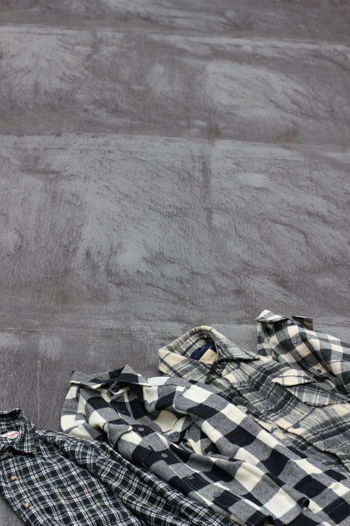 Black & White wool check shirt x4点