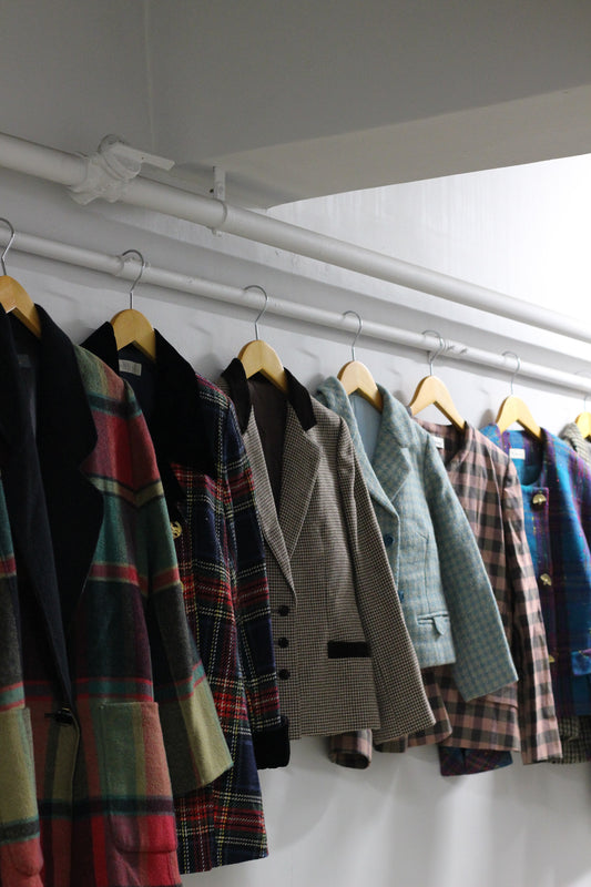 Japan vintage ladies rétro check jacket x9点