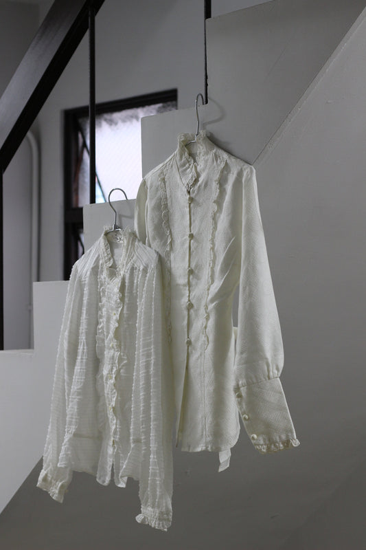 Vintage White Ruffle Long Sleeve Blouse x6点