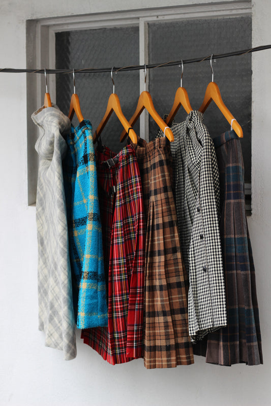 Japan vintage wool check skirt x6点