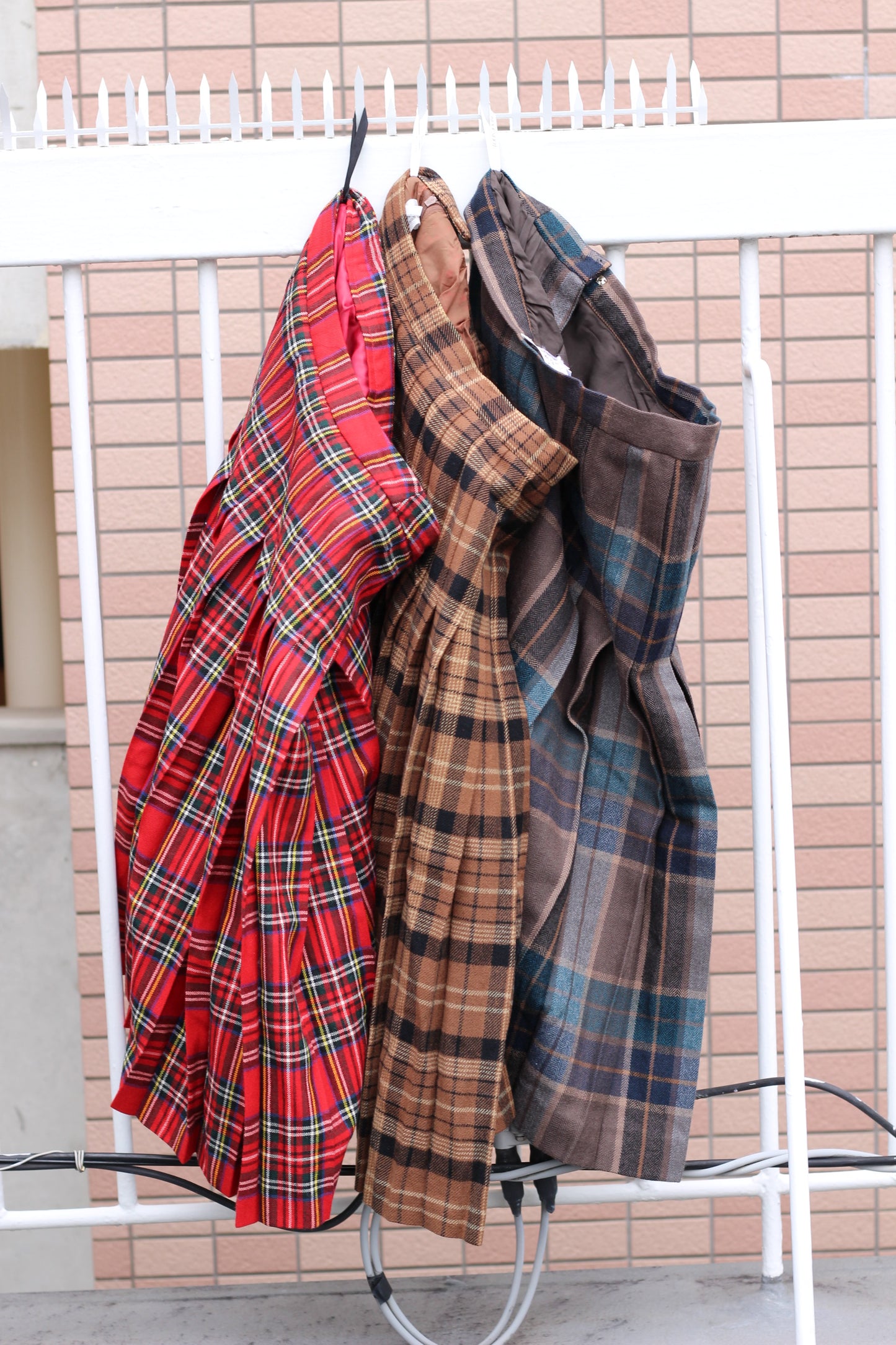 Japan vintage wool check skirt x6点