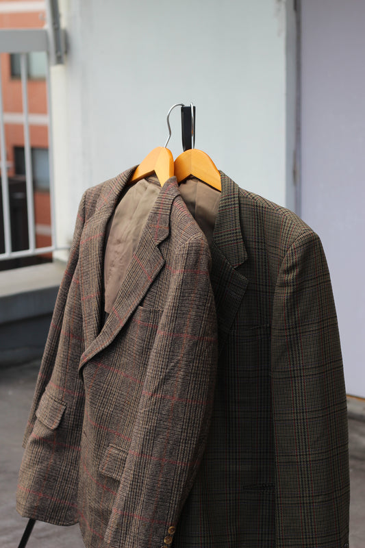 Men's Tweed Wool Check Tailored Jacket x2点