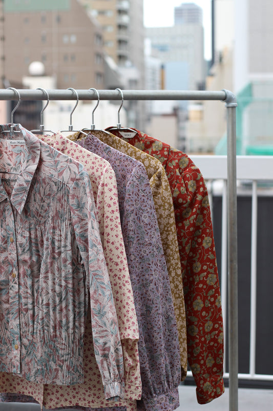 Vintage Small Floral Print Long Sleeve Blouse x10点