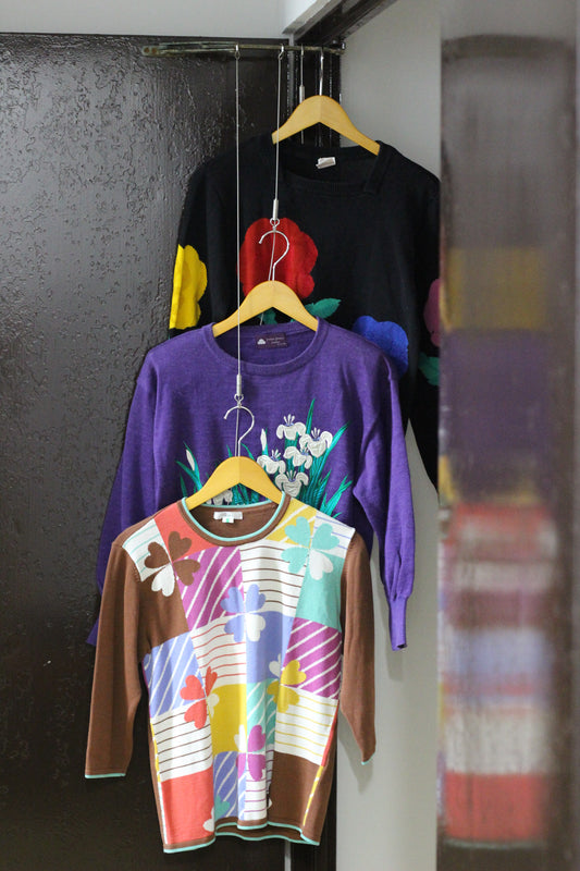 Vintage Flower Design Knit x3点