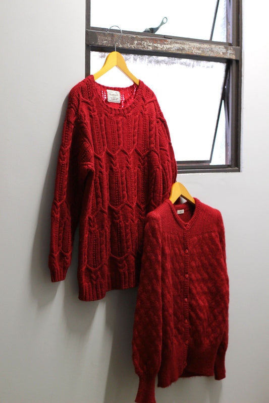 Vintage Red Knit & Cardigan x2点
