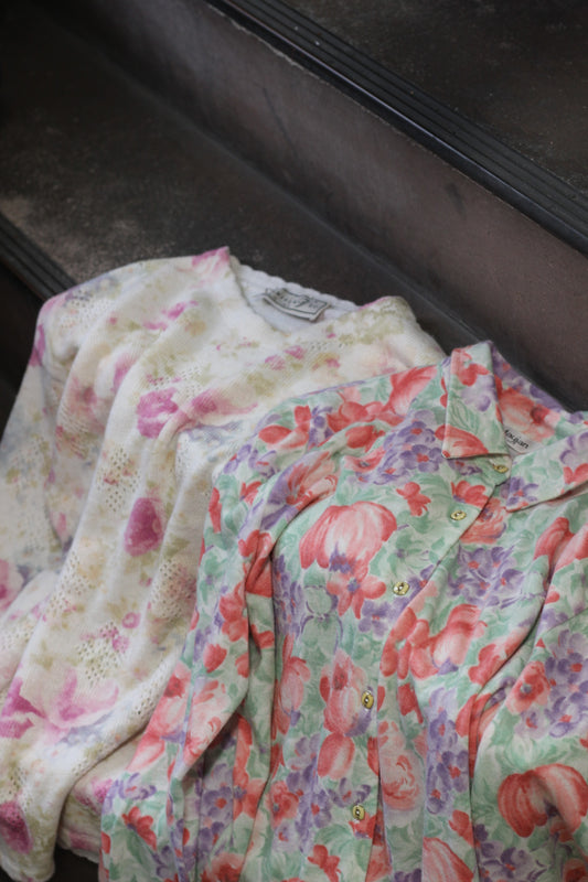 Vintage Floral Pattern Knit x2点