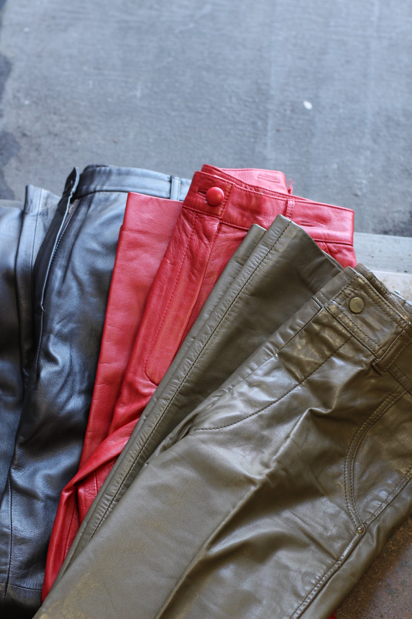 Vintage Color Leather Pants x3点