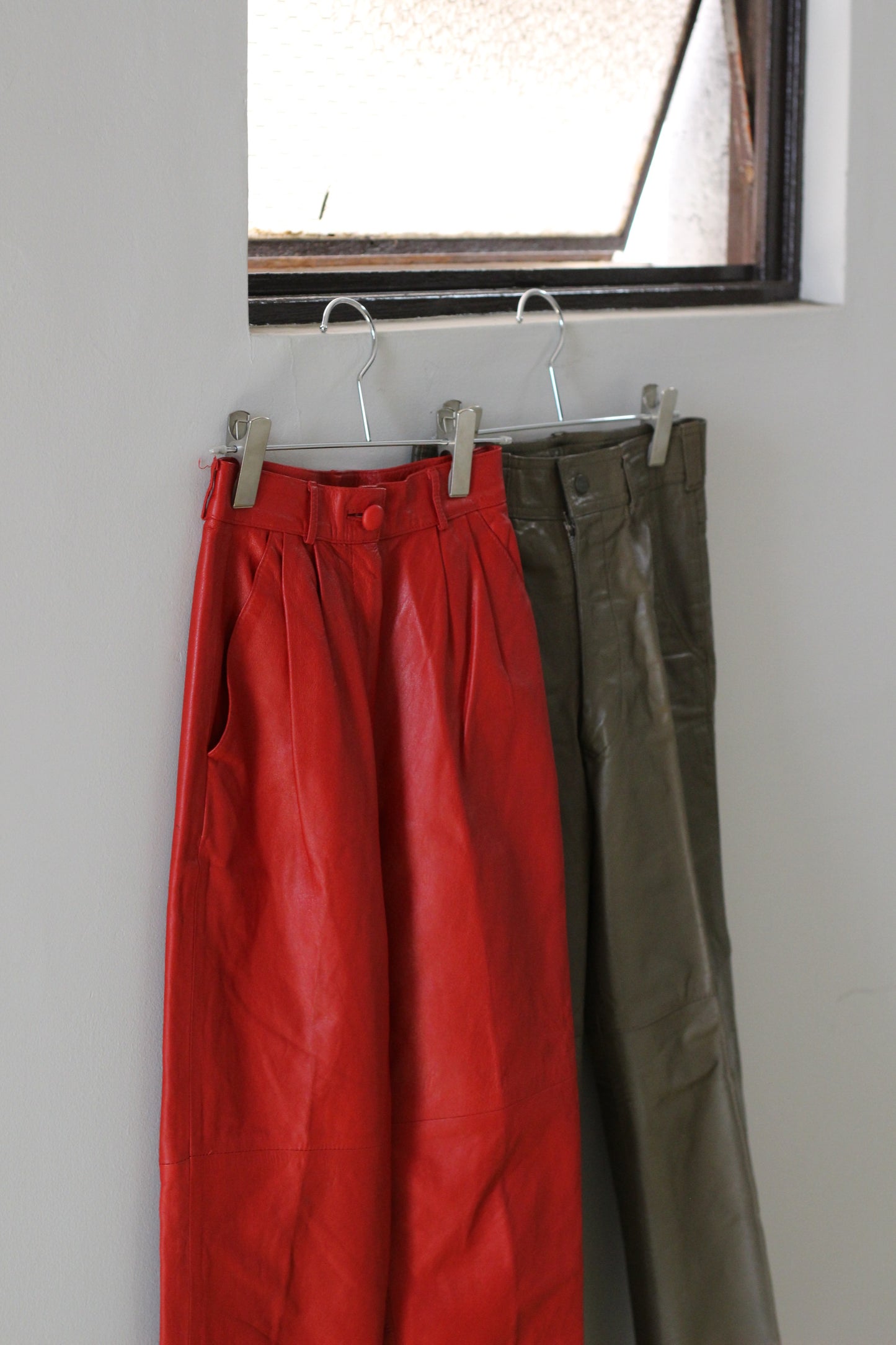 Vintage Color Leather Pants x3点