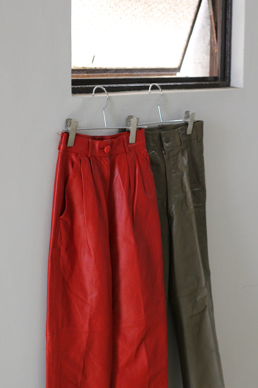 Vintage Color Leather Pants x3点