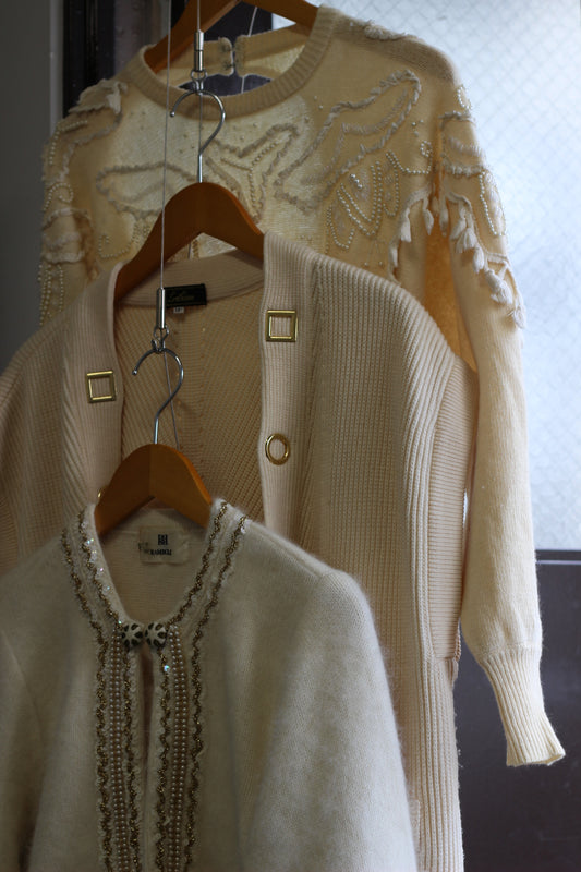 Vintage White Design Knit x3点