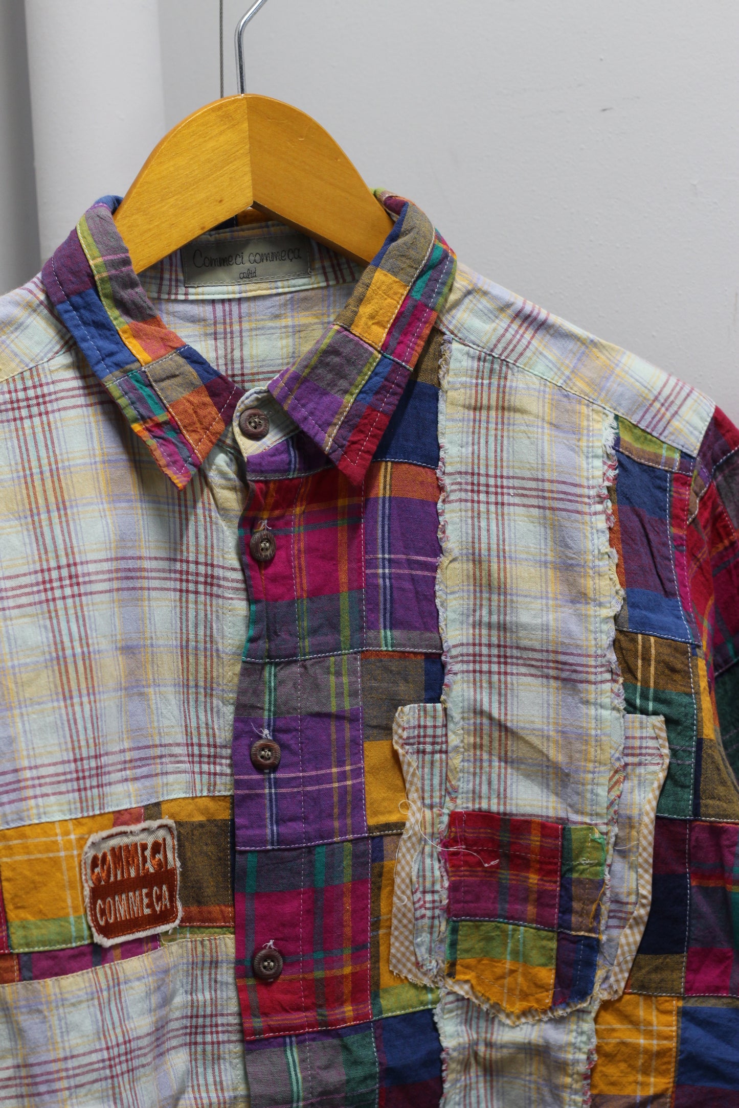 Men's Vintage Short Sleeve Patchwork Check Shirt x2点