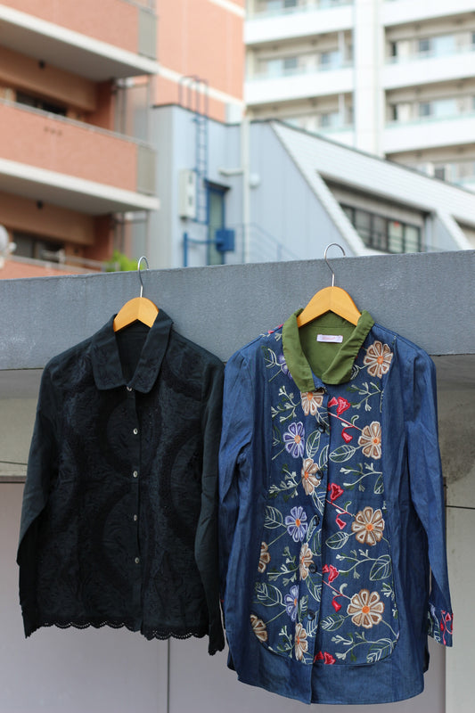 Women's Vintage Embroidery Design Shirt x2点