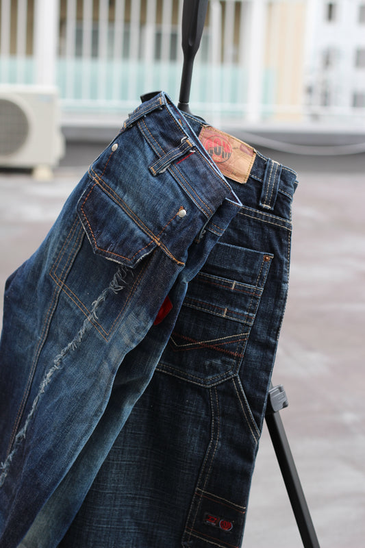 Men's Y2K Style Design Denim Shorts x2点