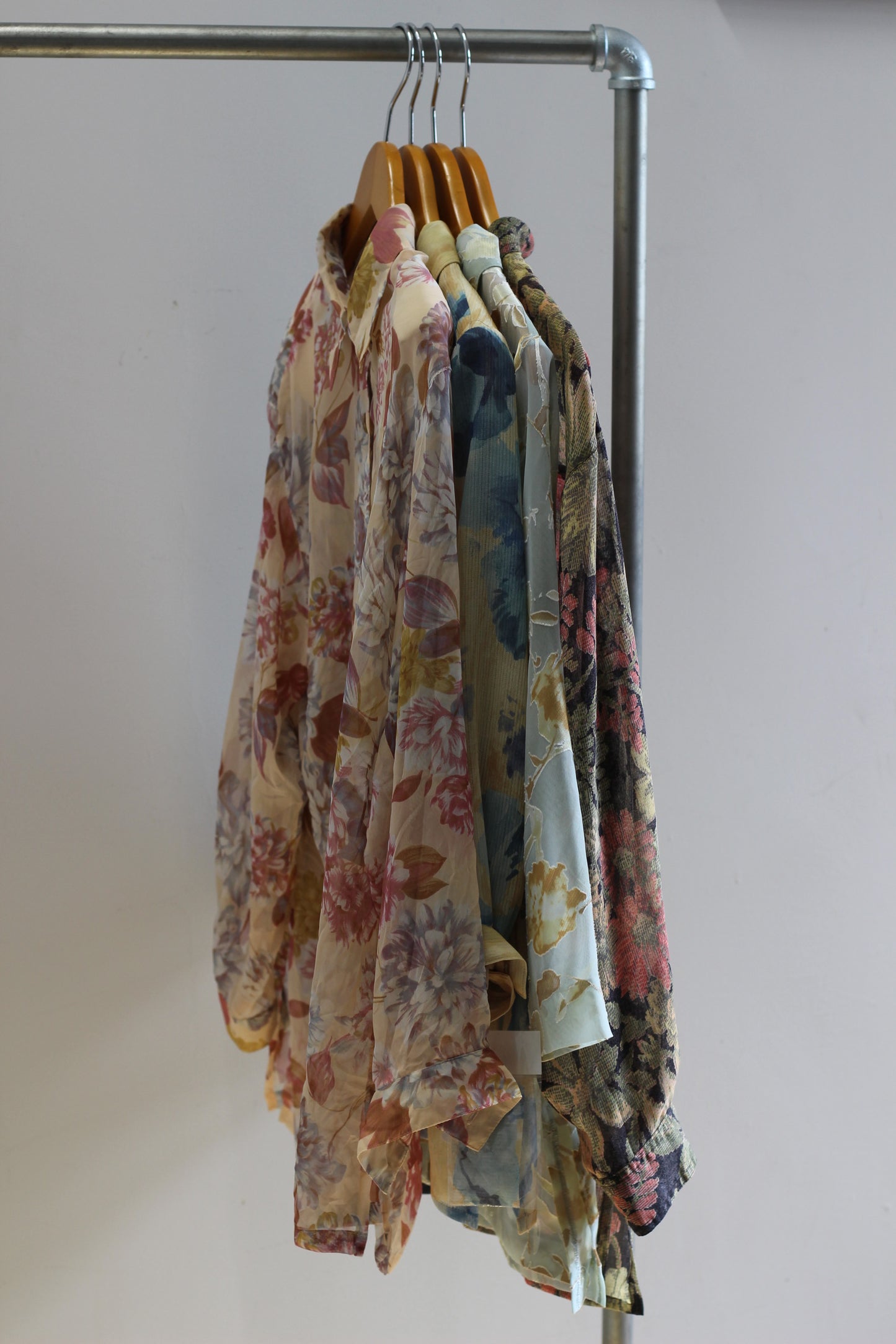 Vintage Sheer Flower Long Sleeve Blouse x4点
