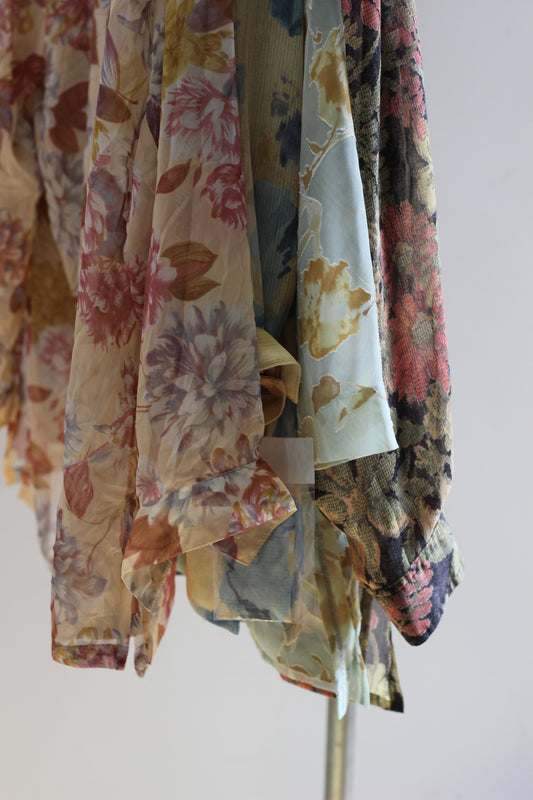 Vintage Sheer Flower Long Sleeve Blouse x4点
