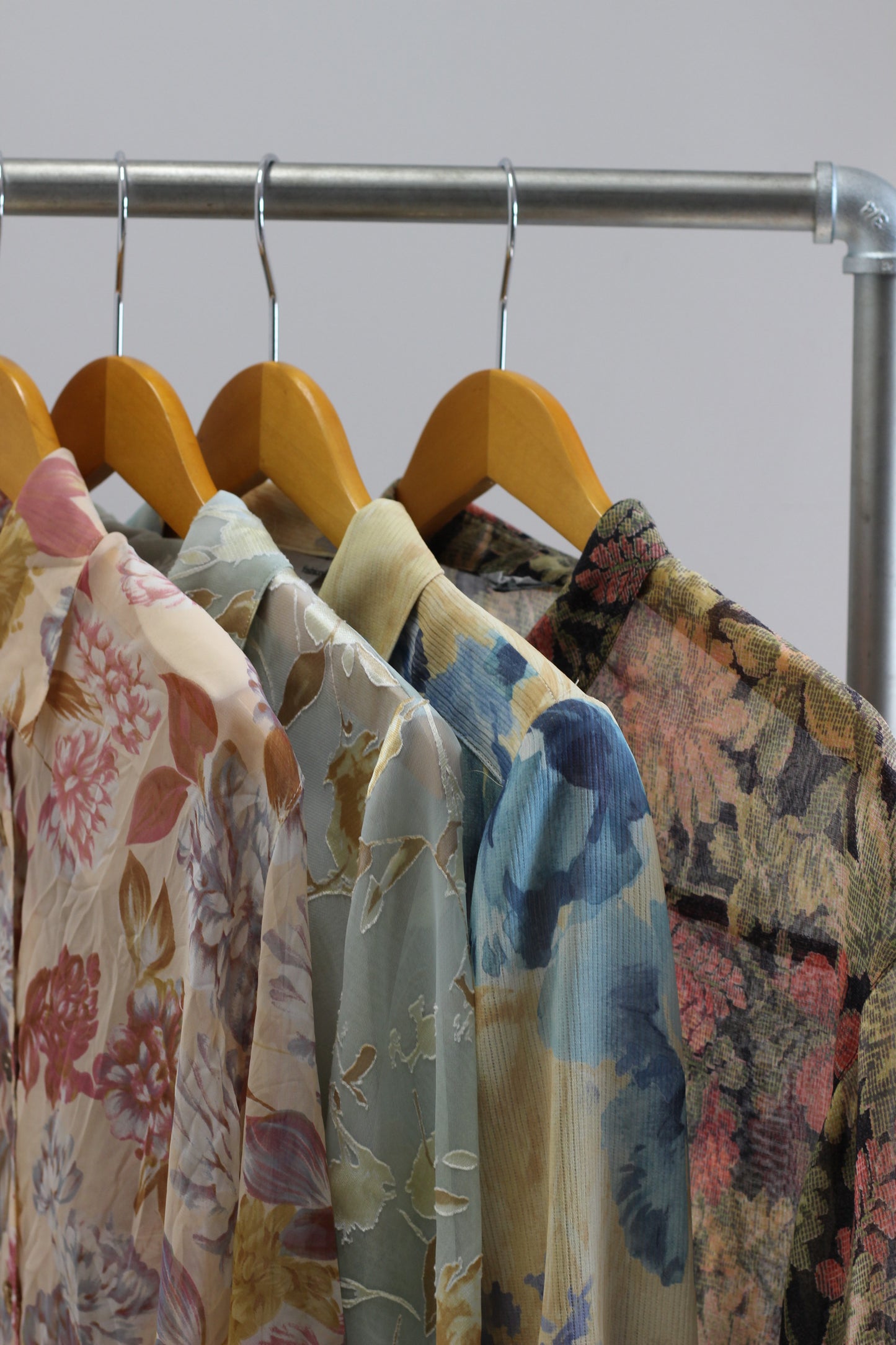 Vintage Sheer Flower Long Sleeve Blouse x4点
