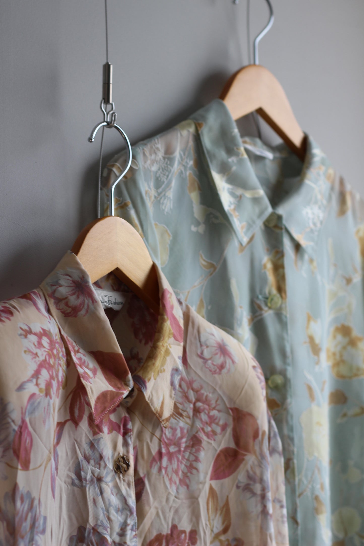 Vintage Sheer Flower Long Sleeve Blouse x4点