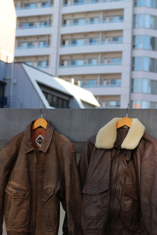 Men's Vintage Brown Short Leather Jacket x3点