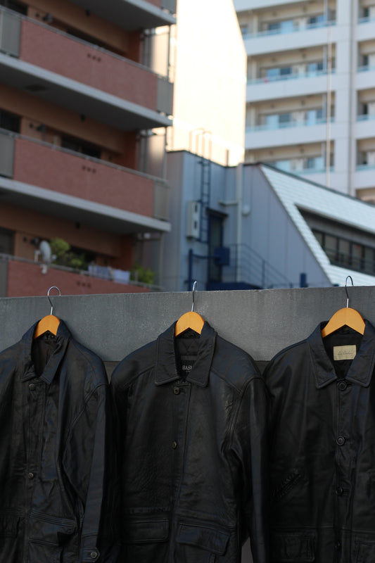 Men's Vintage Utility Design Leather Jacket x4点