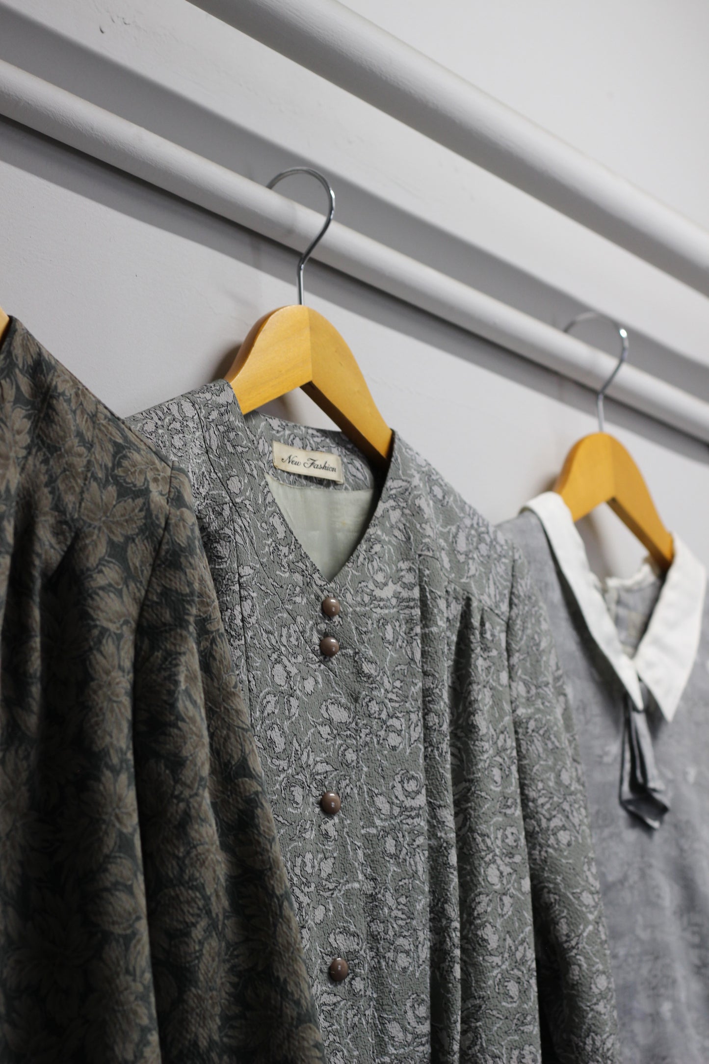 Vintage Grey Floral Long Sleeve One-Piece x5点