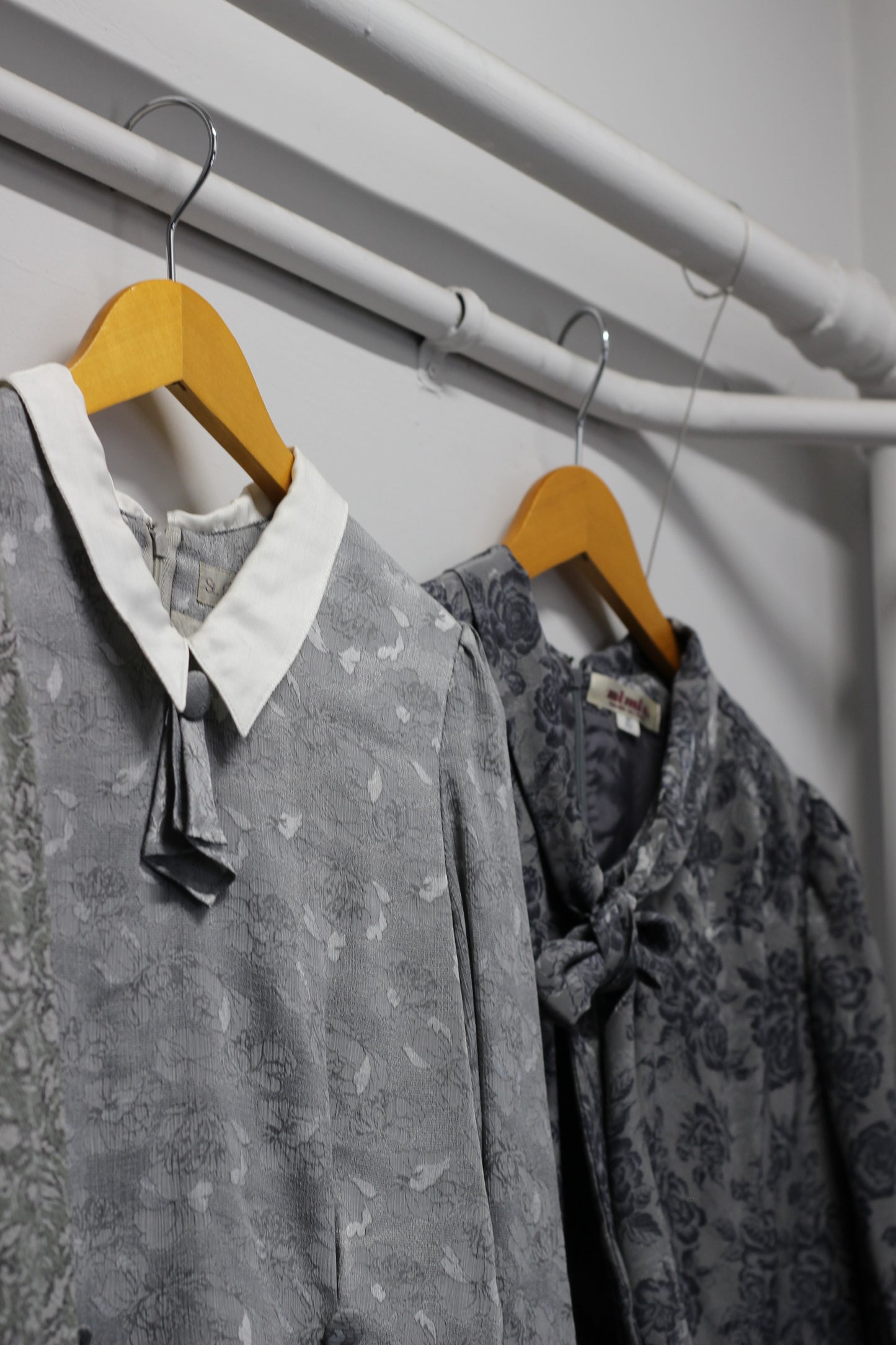 Vintage Grey Floral Long Sleeve One-Piece x5点