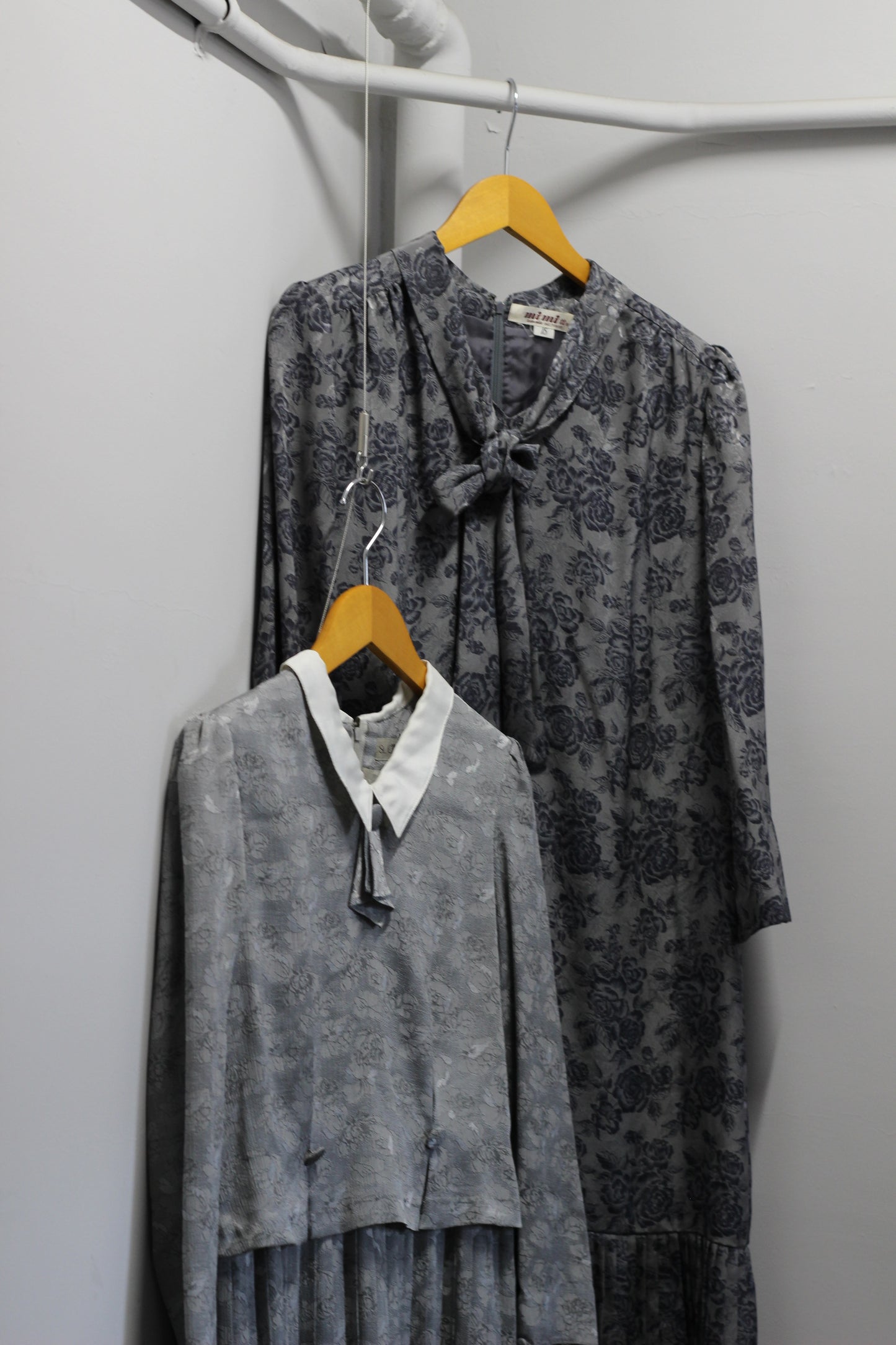 Vintage Grey Floral Long Sleeve One-Piece x5点