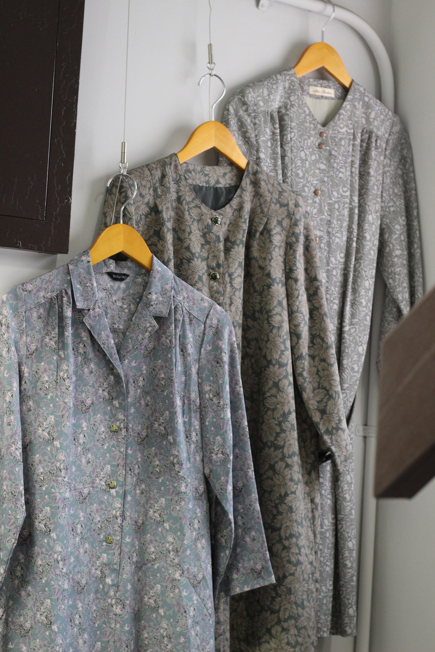 Vintage Grey Floral Long Sleeve One-Piece x5点