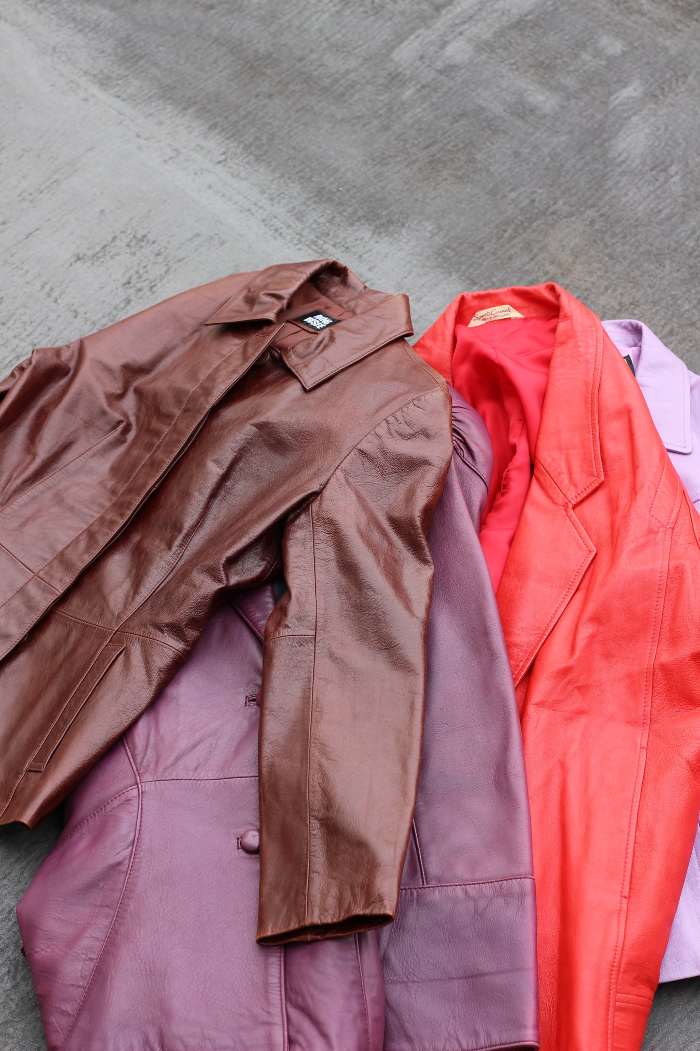 Ladies vinatage color leather jacket x4点