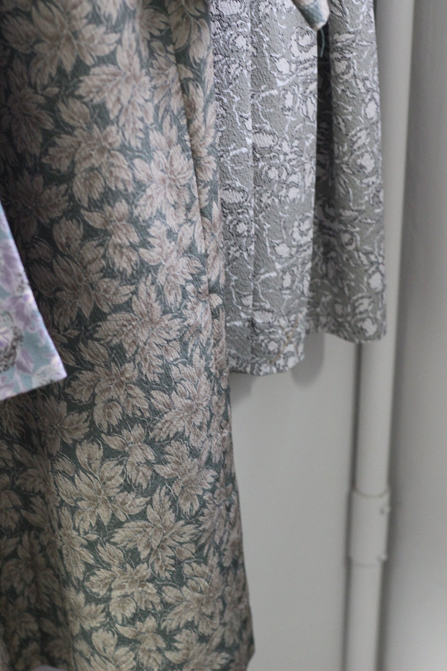 Vintage Grey Floral Long Sleeve One-Piece x5点