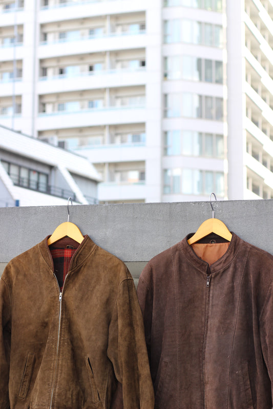 Men's Vintage Brown Blouson Short Leather Jacket x2点