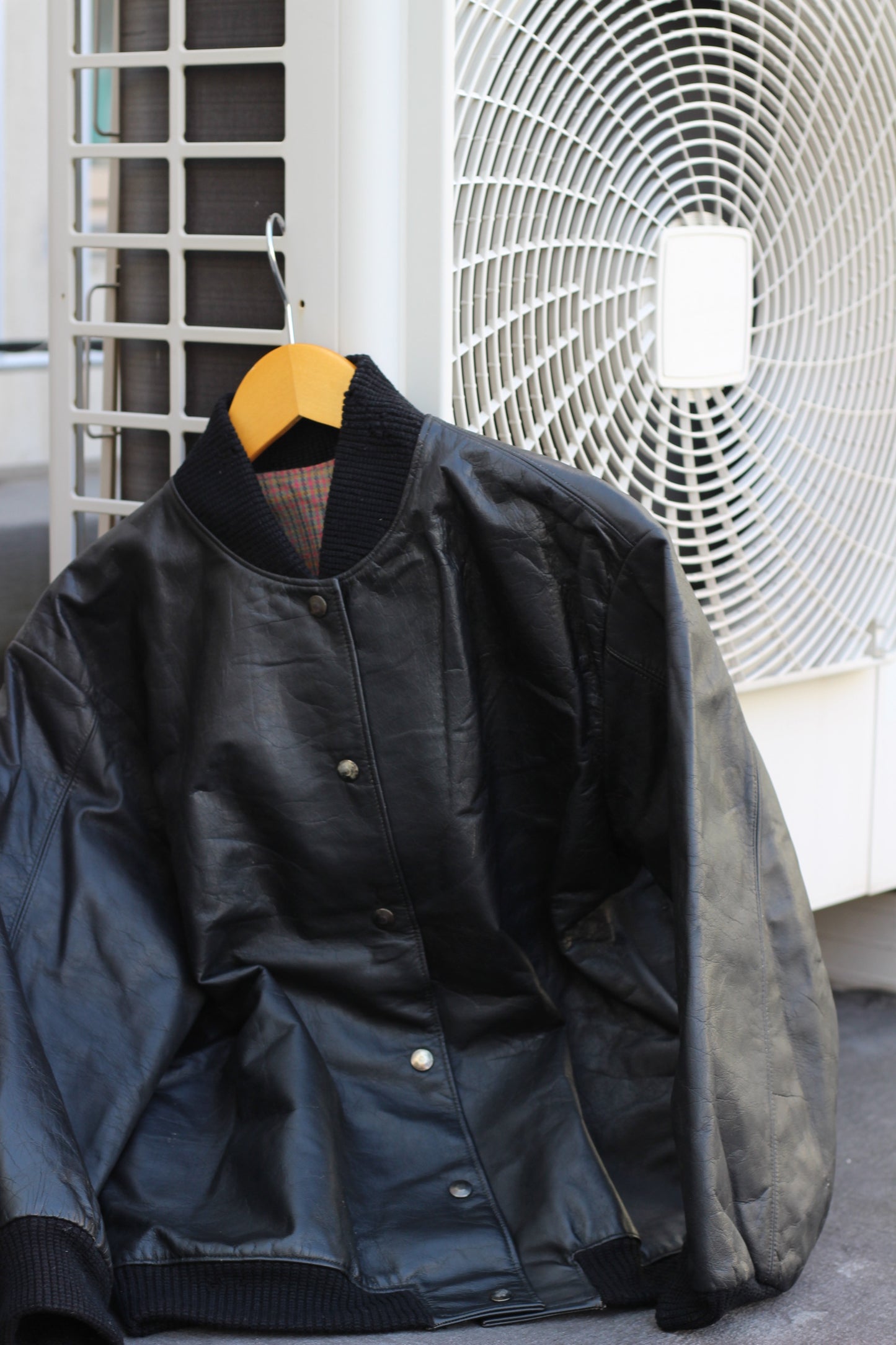Men's Vintage Black Blouson Short Leather Jacket x4点