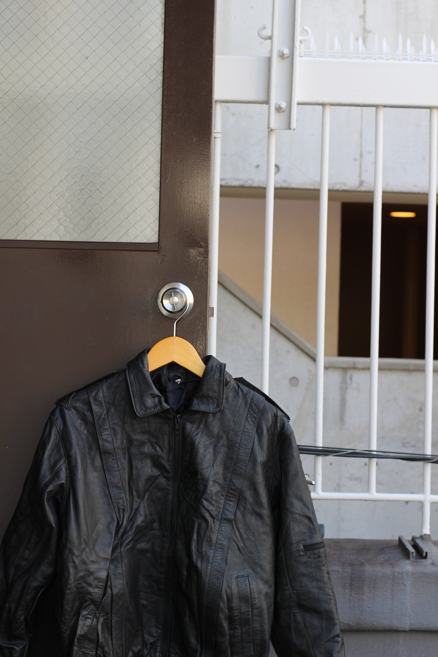 Men's Vintage Black Blouson Short Leather Jacket x4点